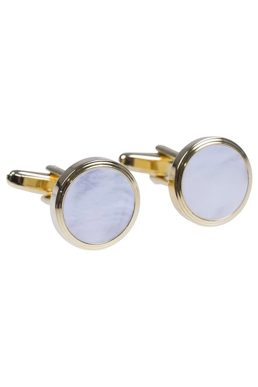 MANCHETTKNAPPAR MOTHER OF PEARL VIT/GULD