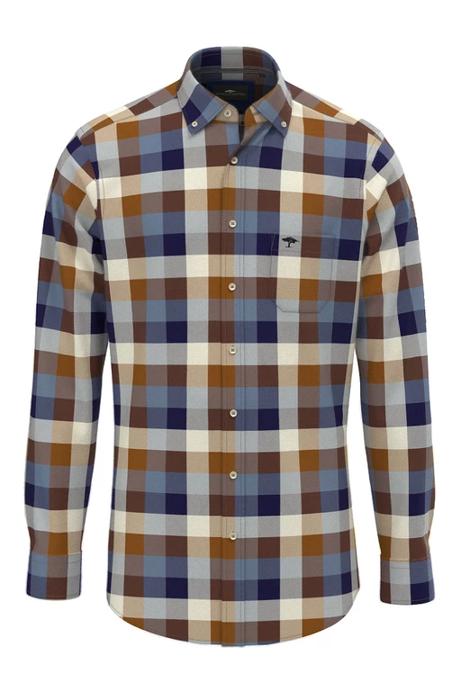 JOE SKJORTA FLANELL CAMEL/BEIGE/MARIN