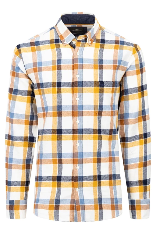 JOE SKJORTA FLANELL CAMEL/MARIN