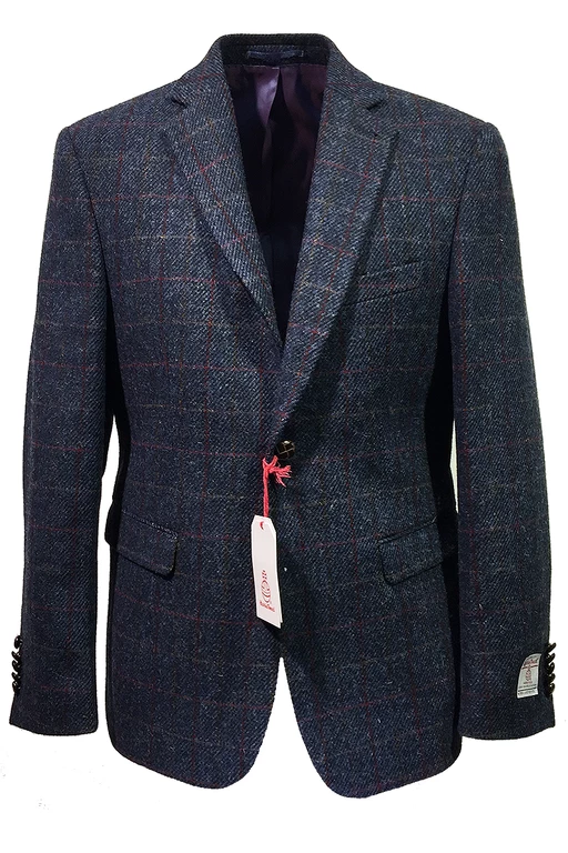 HARRIS TWEED KAVAJ BLÅ STRUKTUR